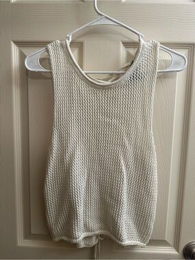 Forever 21 Cream Open-Knit Tank Top